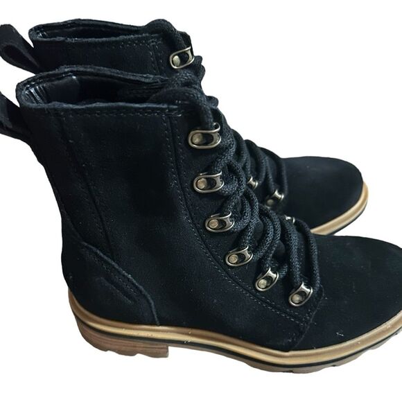 Sorel Lennox Lace Up - Boots - Black - Women's - Size 6. Black suede waterproof - Picture 5 of 11